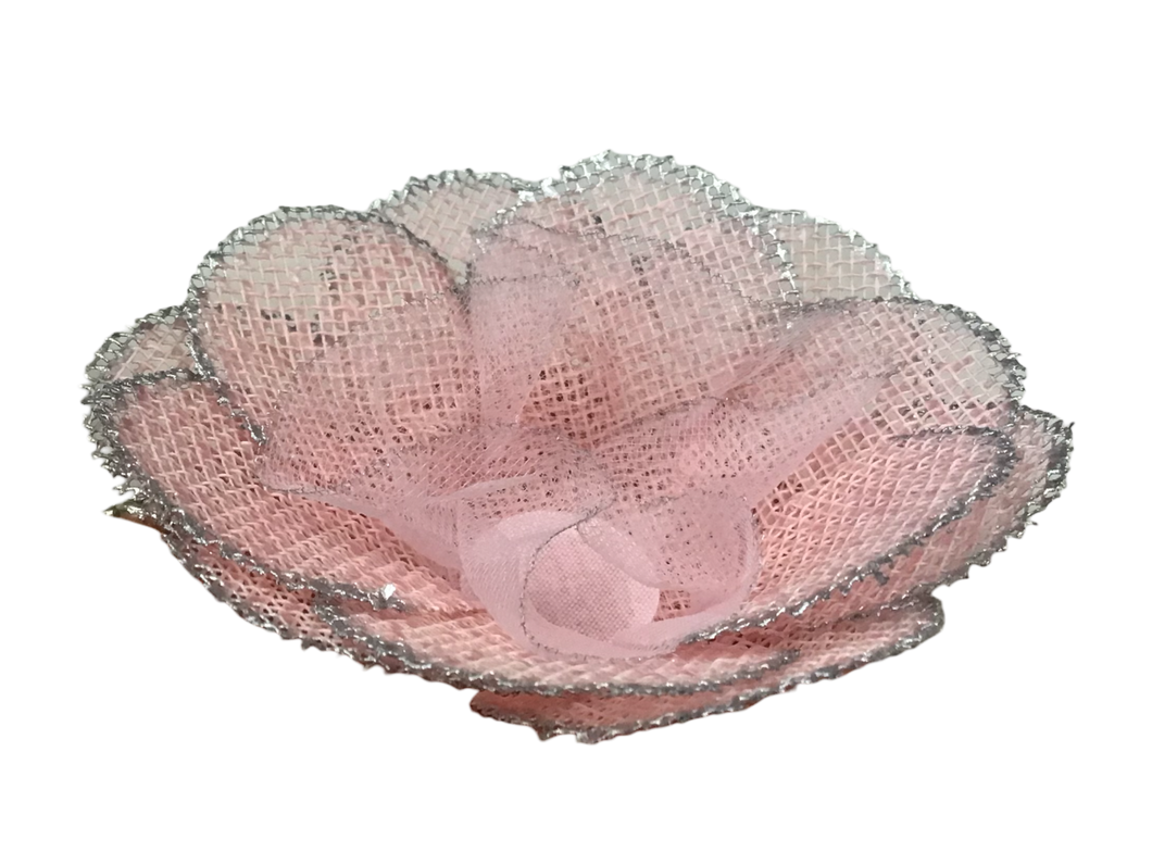 Net Round Flower Wrapping - pink with silver