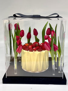 Luxury Acrylic Cake Gift Box With Flowers