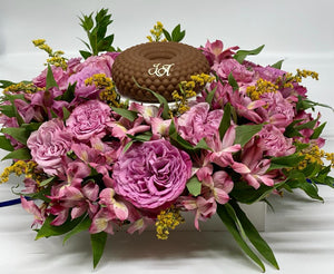Luxury Flower Arrangement with Cake and Cake Stand