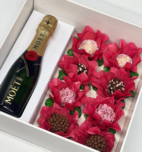 Sweets with Beverage Gift Box + flower wrappings