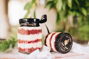 Red velvet cake and brigadeiro