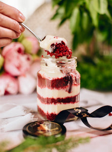 Red velvet cake and brigadeiro