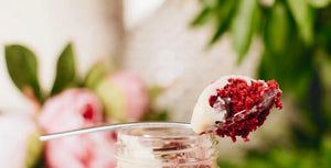 Red velvet cake and brigadeiro