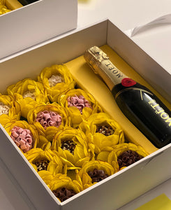 Sweets with Beverage Gift Box + flower wrappings