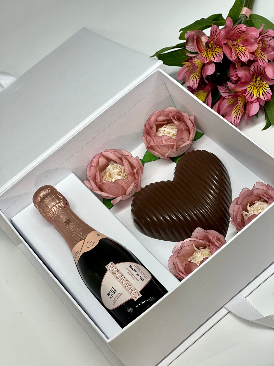 Sweets with Beverage Gift Box + flower wrappings