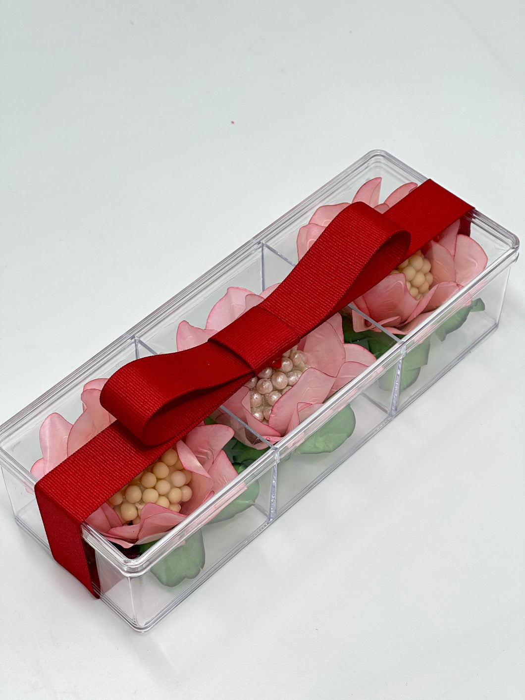 Valentines Acrylic Gift Box with Flower Wrappings