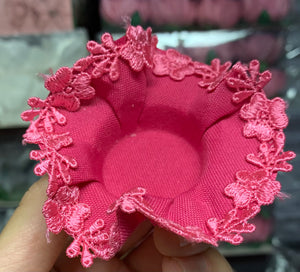 Cloth Flower Wrappings with lace - Dark Pink