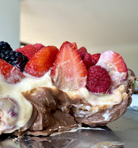 Bowl of chocolate with berries